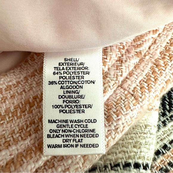 LOFT Tweed Striped Wrap Mini Skirt in Pink and Black Size 2 - Picture 8 of 9